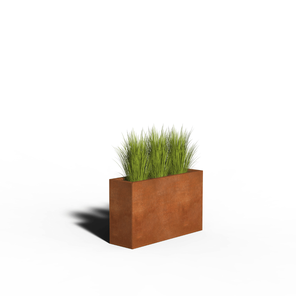 Fioriera rettangolare in acciaio Corten | 100 x 30 x 80 | Senza fondo