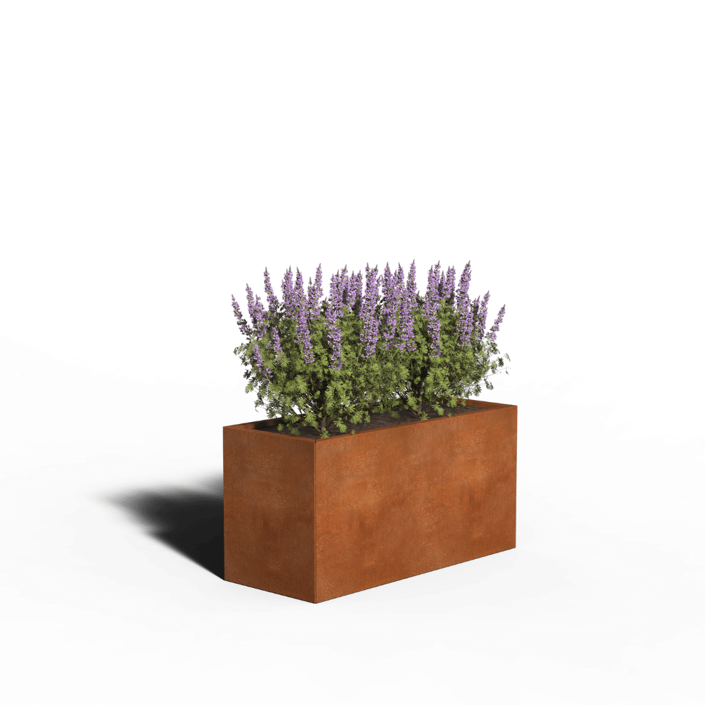 Macetero rectangular de acero corten | 120 x 50 x 40 | Sin fondo