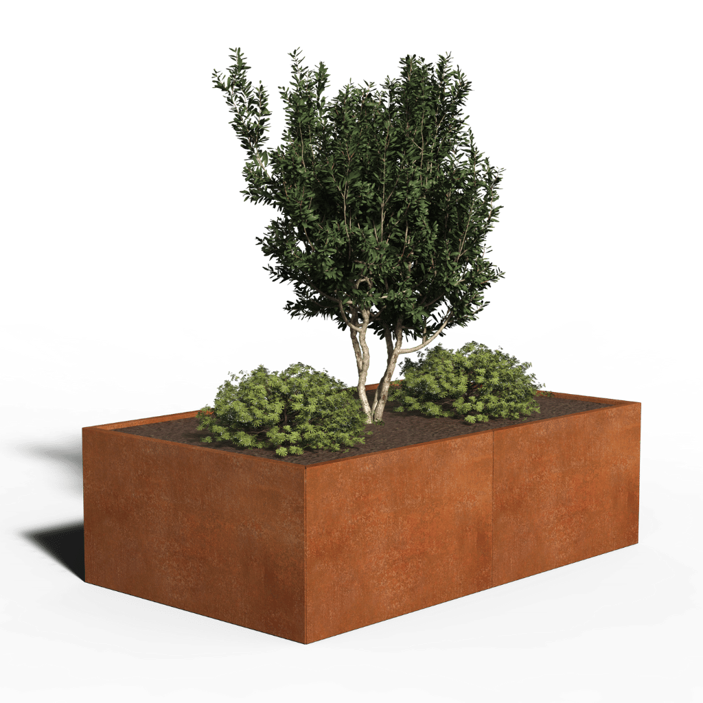 Jardinière rectangulaire en acier corten | 200 x 120 x 60 | Sans fond