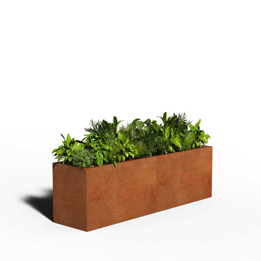 Cortenstål Planteringslåda Rektangel | 200 x 40 x 80 | Utan botten