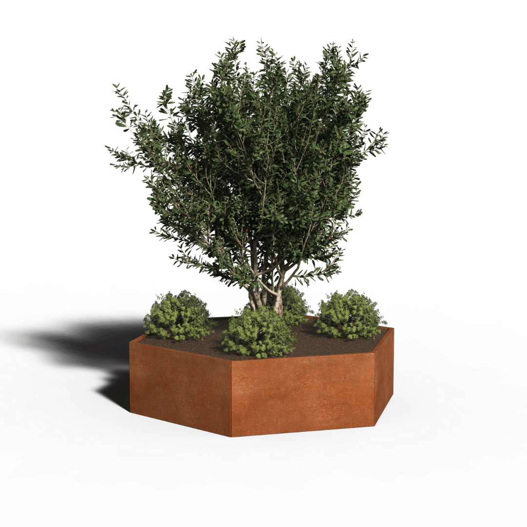 Cortenstaal Plantenbak Zeshoek | 208 x 40 | Zonder bodem