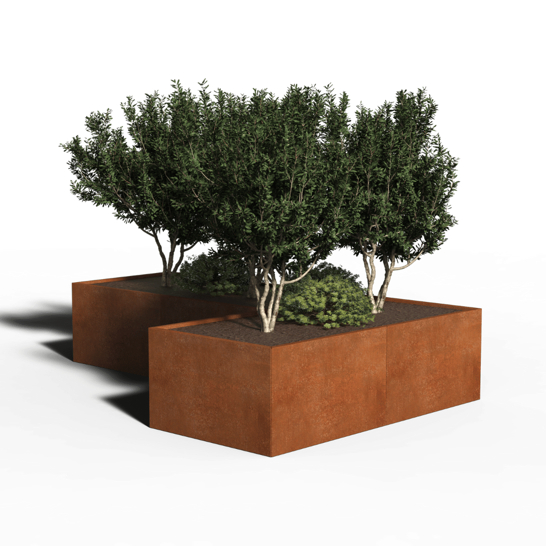 Cortenstaal Plantenbak L-Vorm | 300 x 200 x 100 | Zonder bodem