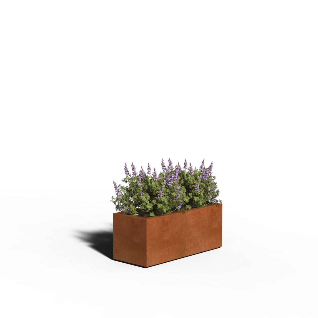 Jardinière rectangulaire en acier corten | Soudé | 100 x 40 x 40 | Avec fond