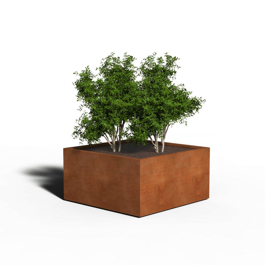 Oțel Corten Jardinieră Pătrat | Sudat | 120 x 120 x 60 | Cu fund