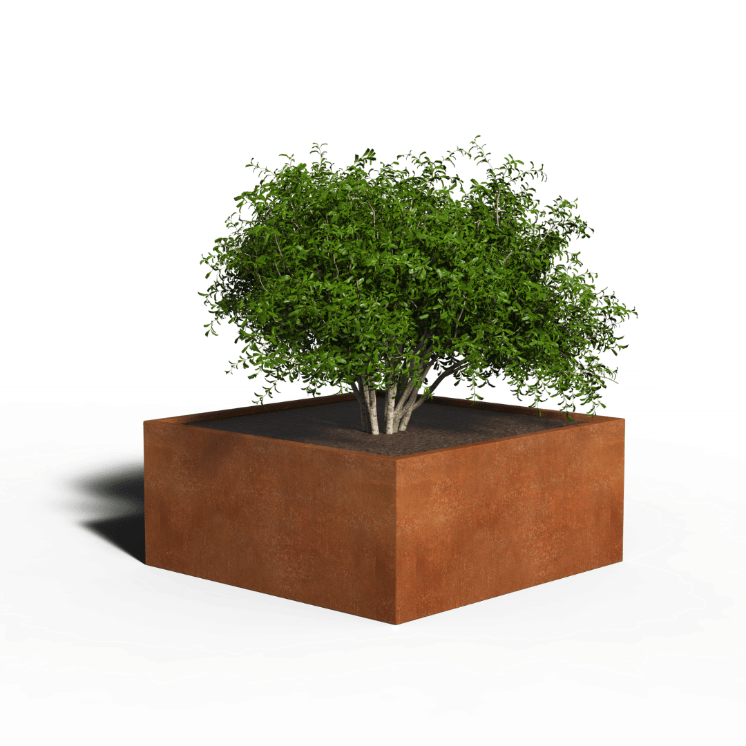Cortenstaal Plantenbak Vierkant | Gelast | 120 x 120 x 60 | Met bodem
