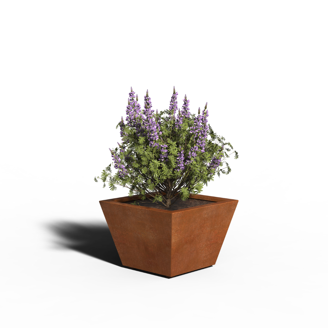 Jardinera de acero cortén cónica | Soldada | 60 x 60 x 40 | Con fondo