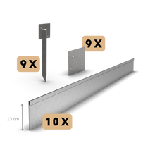 Zinco borda de jardim com dobra achatada 13 cm | Conjunto completo por 23 metros
