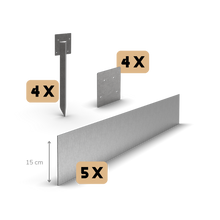 Zinco borda de jardim reto 15 cm | Conjunto completo por 11,5 metros