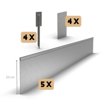 Zinco borda de jardim com dobra achatada 23 cm | Conjunto completo por 11,5 metros