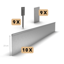 Zinco borda de jardim com dobra achatada 23 cm | Conjunto completo por 23 metros