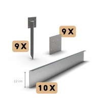 Zinco borda de jardim com dobra superior 12 cm | Conjunto completo por 23 metros
