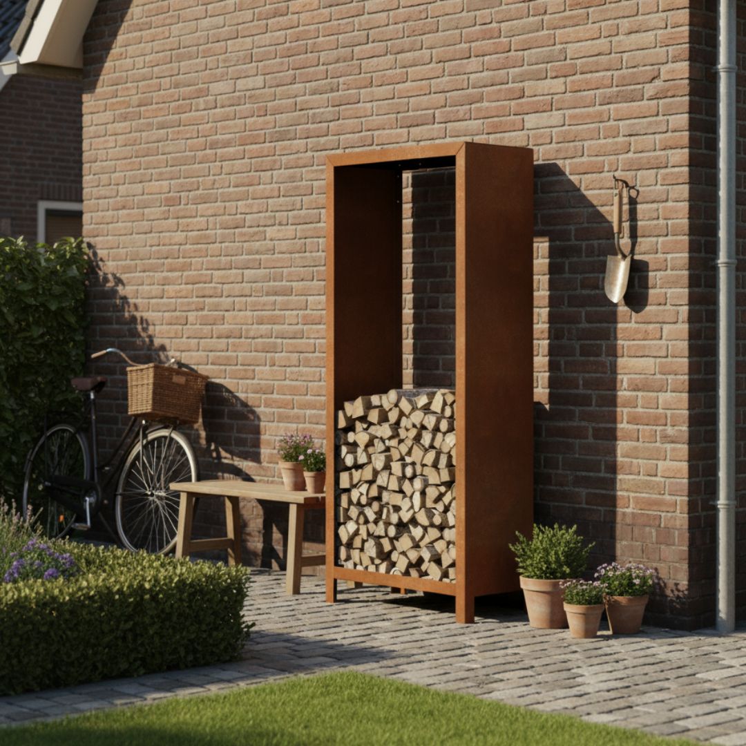 Cortenstahl Holzlager Standard | 80 x 40 x 100