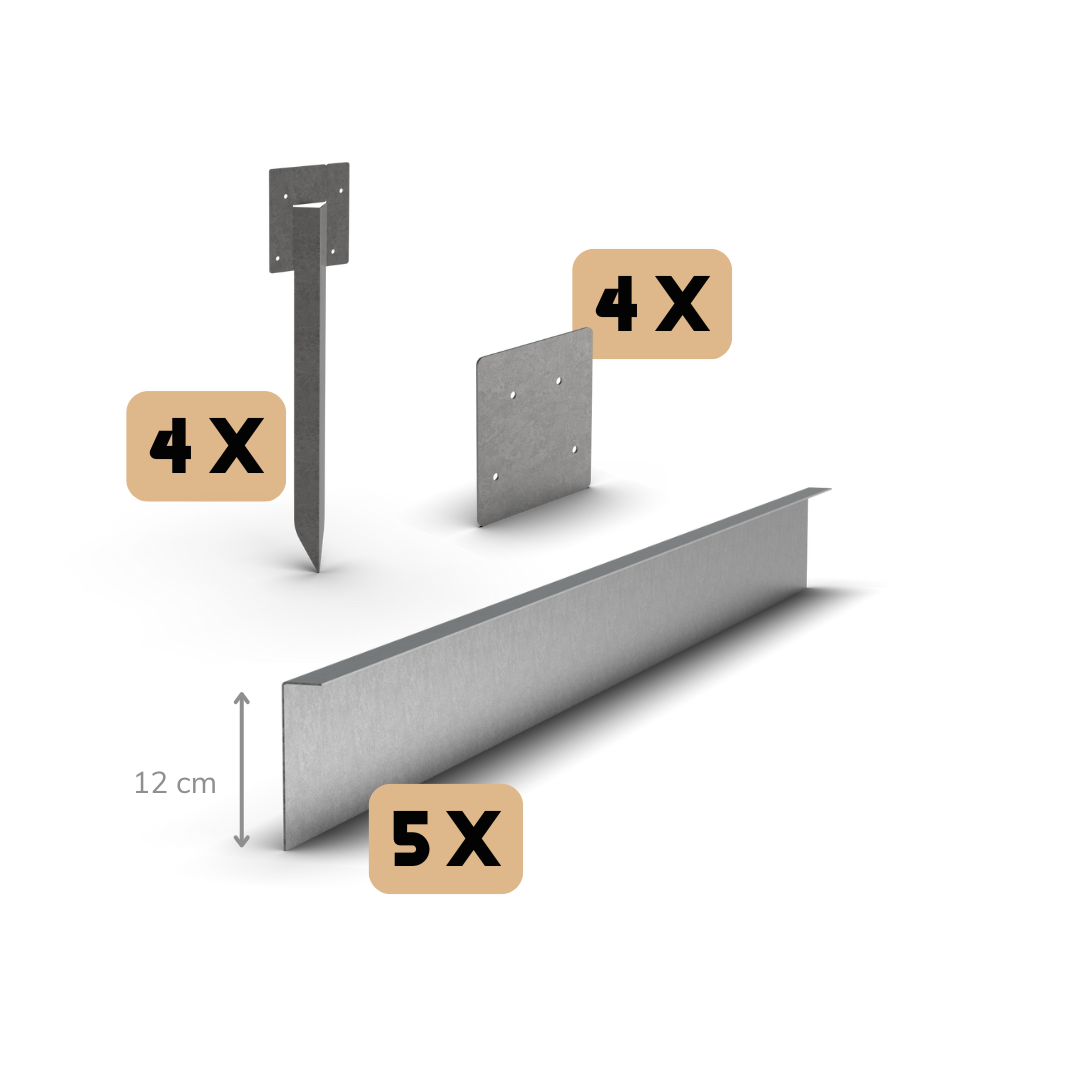 Zink Rasenkante gebogen 12 cm | Komplettsatz pro 11,5 Meter