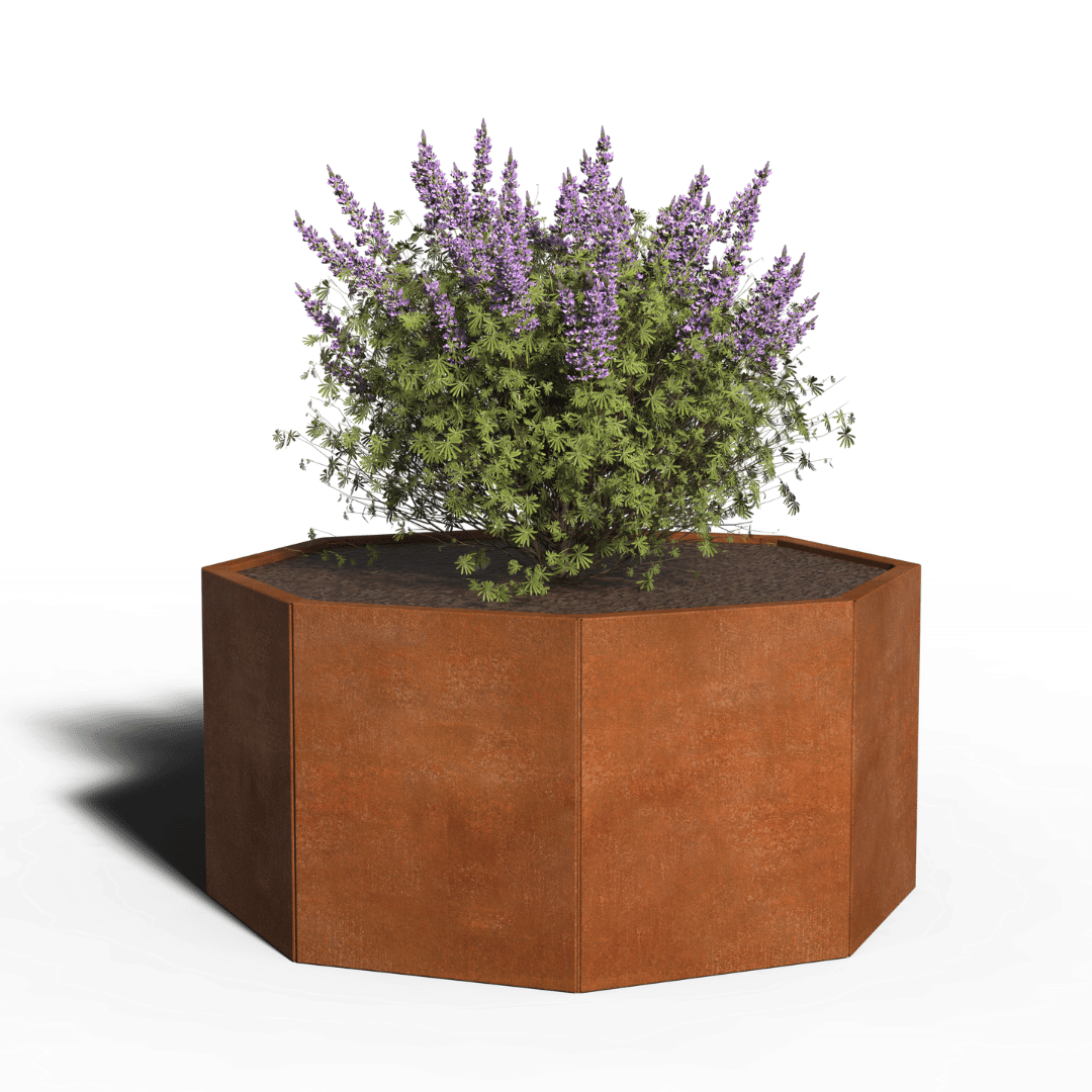 Corten Steel Planters Octagon | 121 x 30 | Without bottom