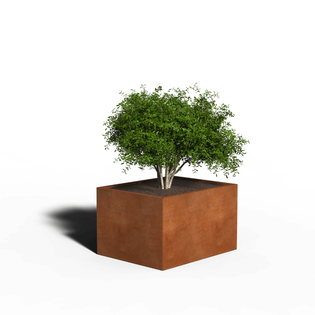 Maceta rectangular de acero cortén | 100 x 80 x 30 | Sin fondo