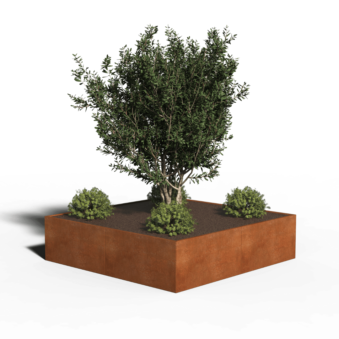 Acero corten Jardinera Cuadrado | 240 x 240 x 30