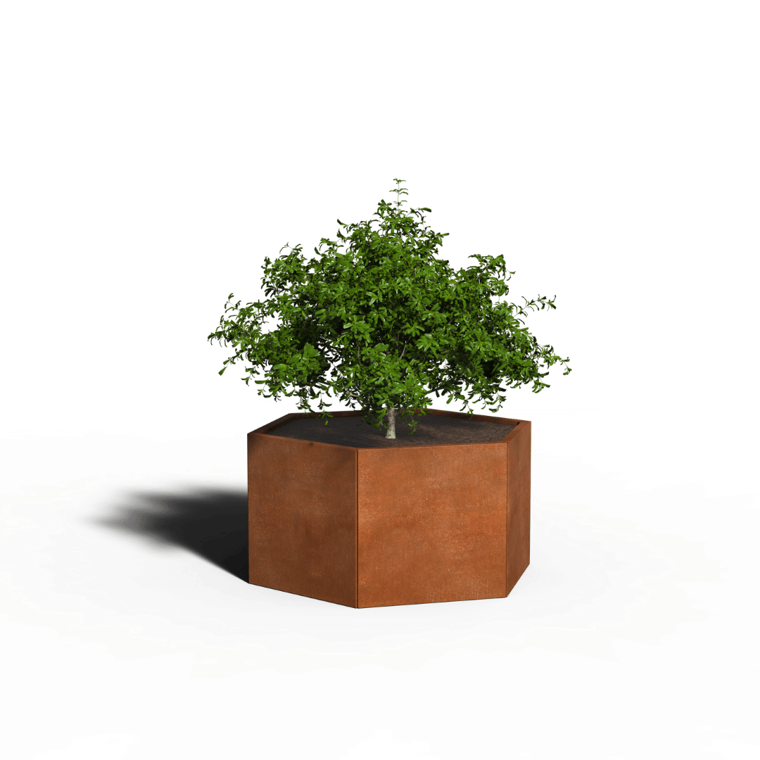 Jardinera de acero corten hexagonal | 104 x 80