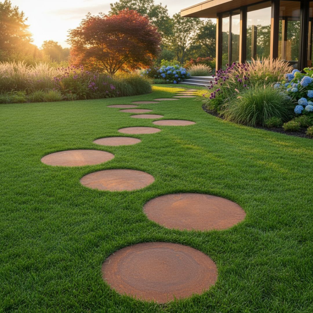 Baldosa Step de acero corten Organic | 40 x 40 x 1