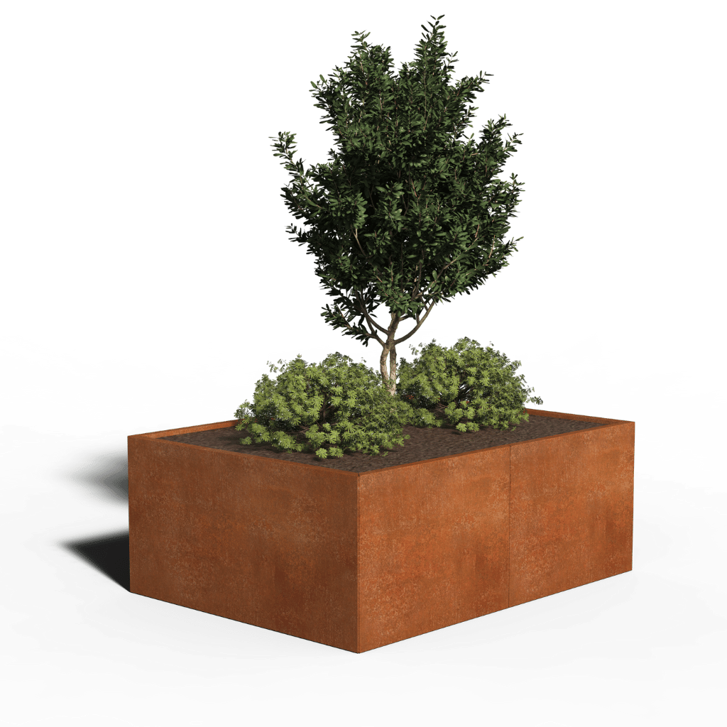 Jardinière rectangulaire en acier Corten | 160 x 120 x 80 | Sans fond