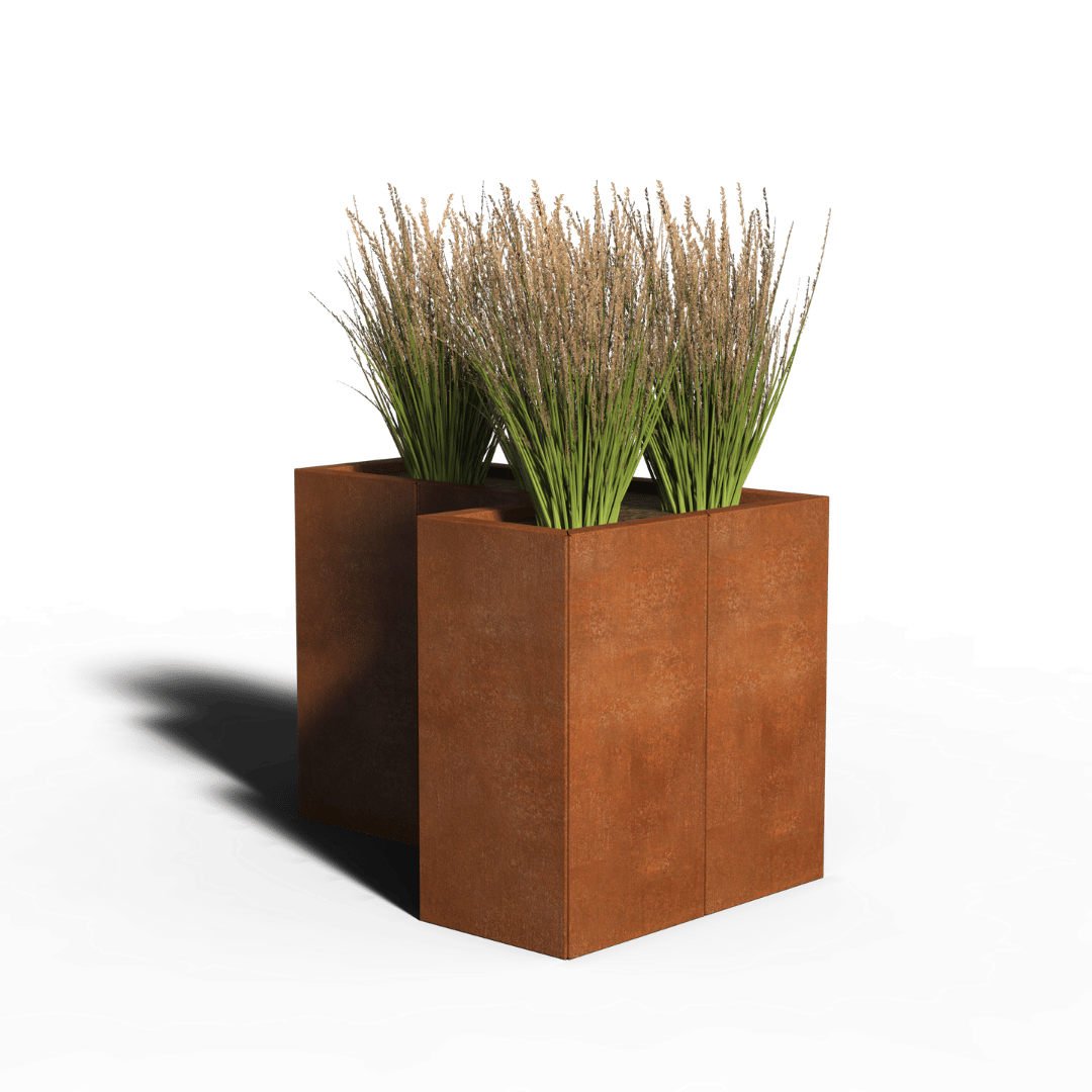 Jardinière en acier Corten en forme de L | 90 x 60 x 60 | Sans fond