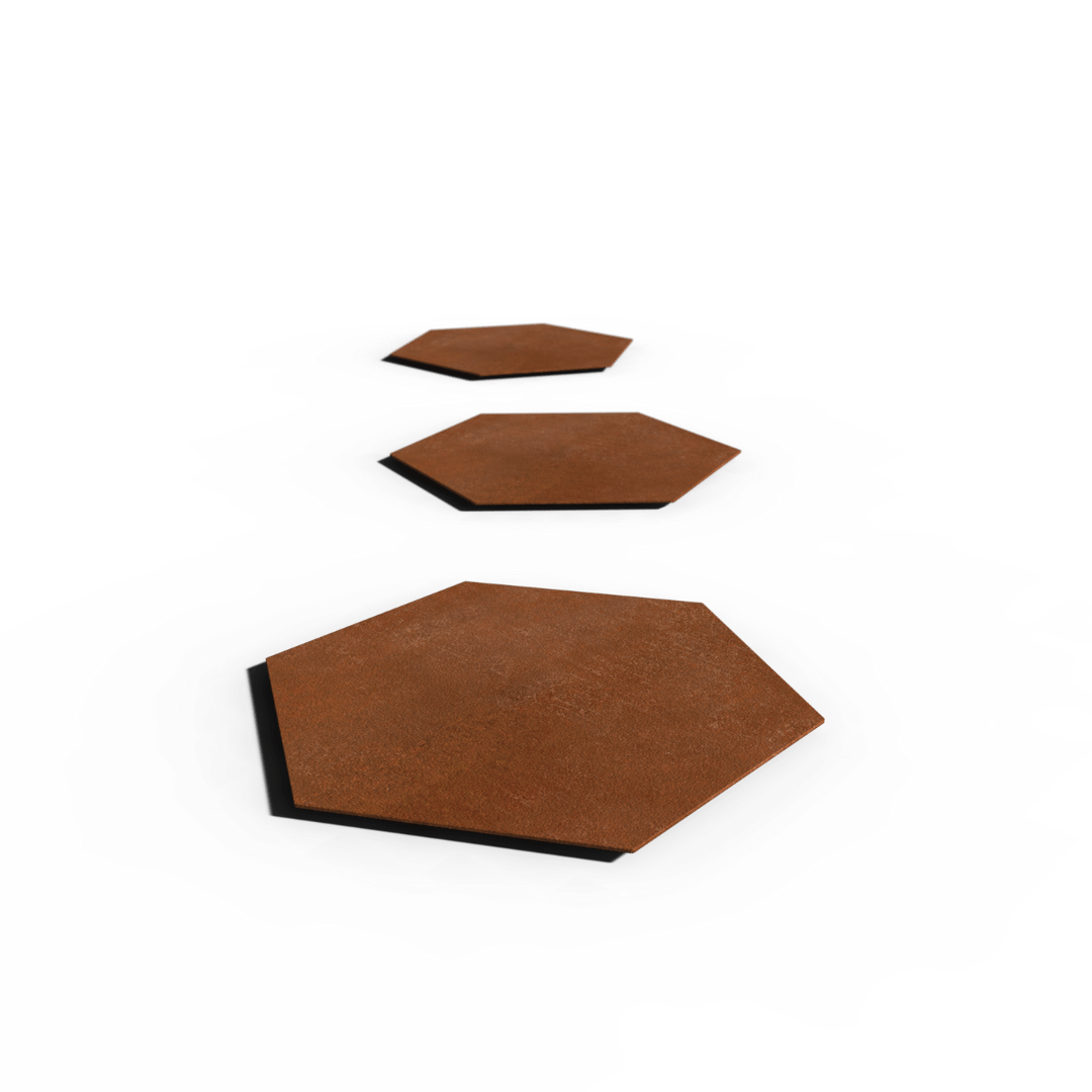 Carreau de marche en acier corten Hexagone | 50 x 1