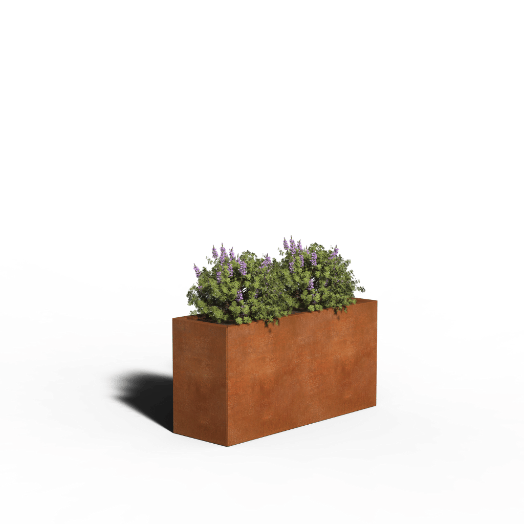 Fioriera rettangolare in acciaio Corten | 120 x 40 x 60 | Con fondo