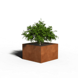 Bac à plantes carré en acier Corten | 100 x 100 x 80 | Avec fond