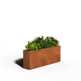 Jardinière rectangulaire en acier corten | 160 x 30 x 60 | Avec fond