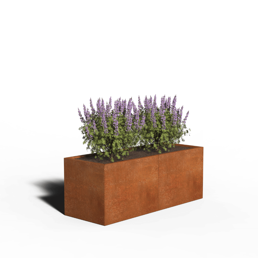 Cortenstål Plantekasse Rektangel | 160 x 50 x 80 | Med bund
