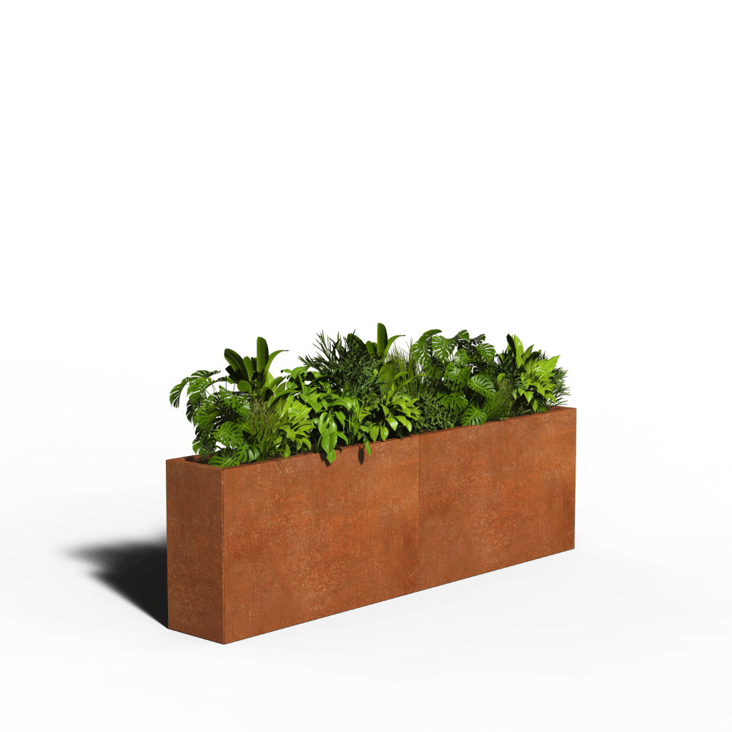 Cortenstaal Plantenbak Rechthoek | 200 x 30 x 30 | Met bodem