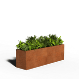 Bac à plantes en acier Corten rectangulaire | 200 x 50 x 60 | Sans fond