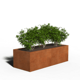 Jardinière rectangulaire en acier corten | 200 x 80 x 30 | Avec fond