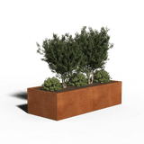 Jardinière rectangulaire en acier corten | 200 x 80 x 80 | Avec fond