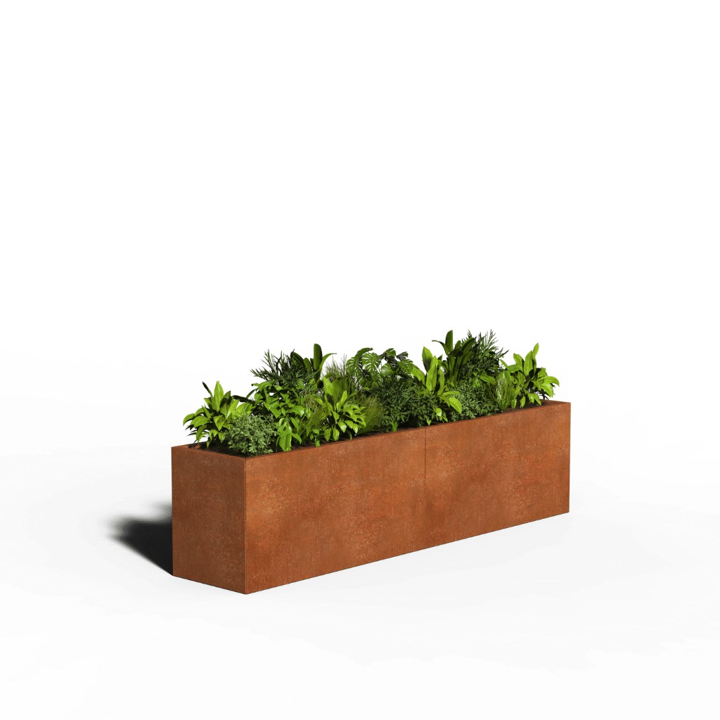 Cortenstaal Plantenbak Rechthoek | 240 x 50 x 80 | Met bodem