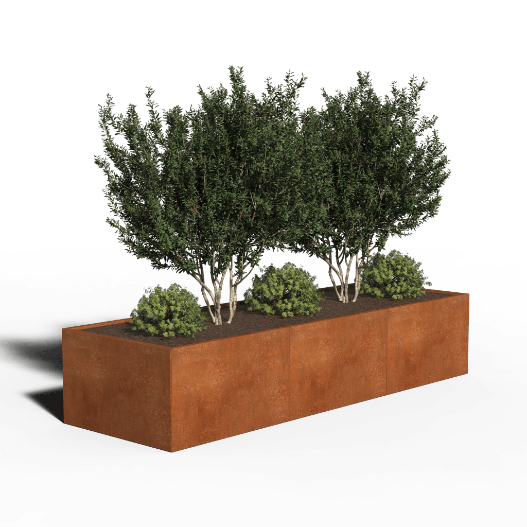 Stal corten Donica Prostokąt | 300 x 100 x 50 | Z dnem