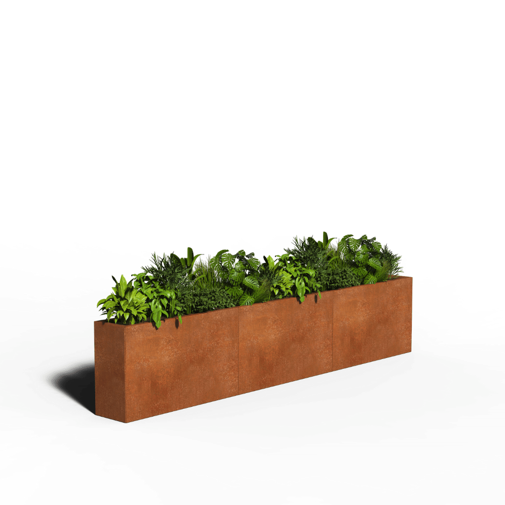 Cortenstål Planteringslåda Rektangel | 300 x 30 x 60 | Med botten