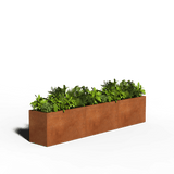 Fioriera rettangolare in acciaio Corten | 300 x 50 x 50 | Con fondo