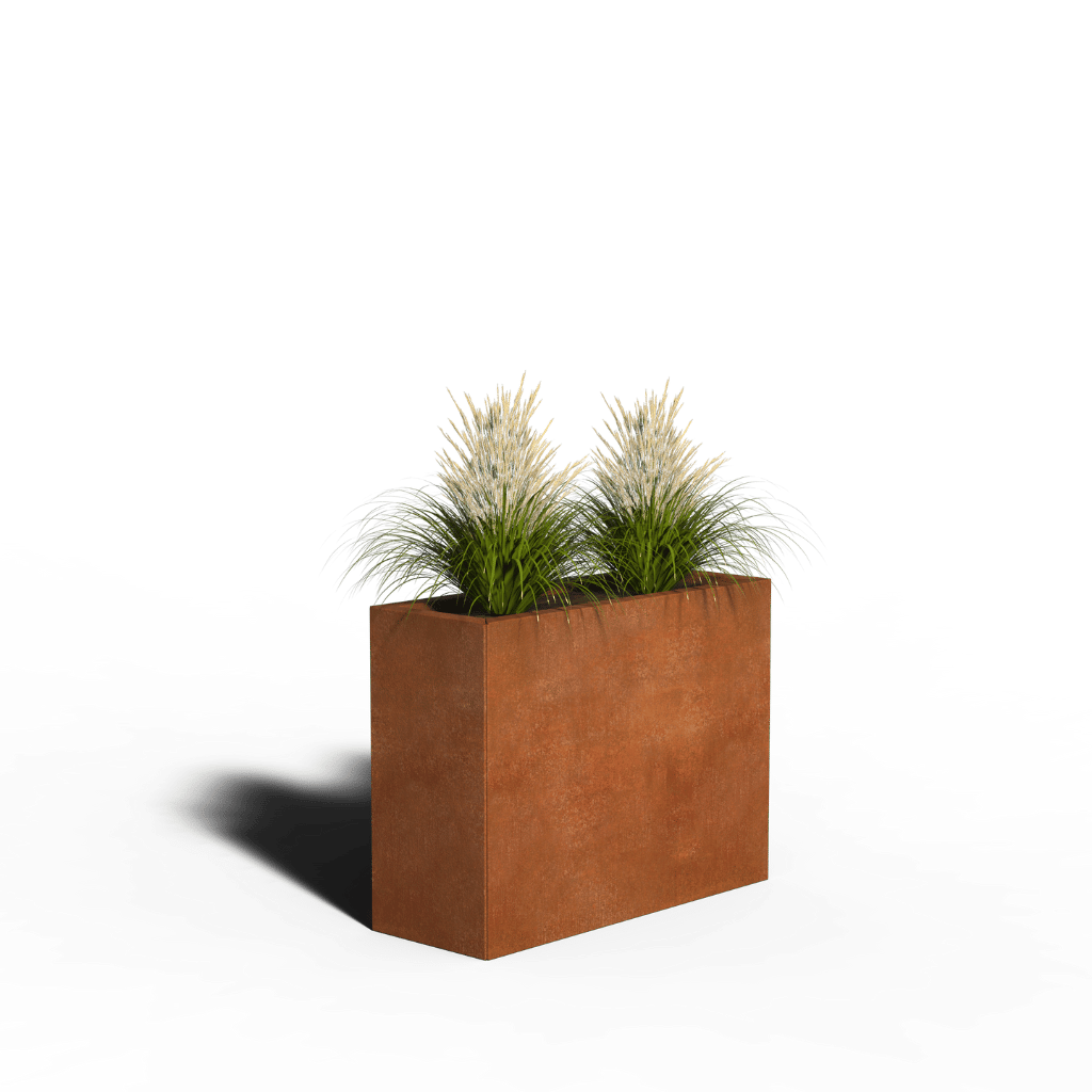 Fioriera in acciaio corten rettangolare | 80 x 30 x 80 | Con fondo