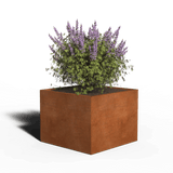 Jardinière rectangulaire en acier corten | 80 x 60 x 80 | Avec fond