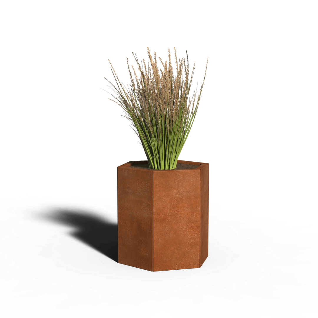 Cortenstaal Plantenbak Zeshoek | 52 x 30 | Met bodem