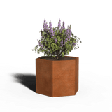 Jardinière hexagonale en acier corten | 70 x 60 | Sans fond