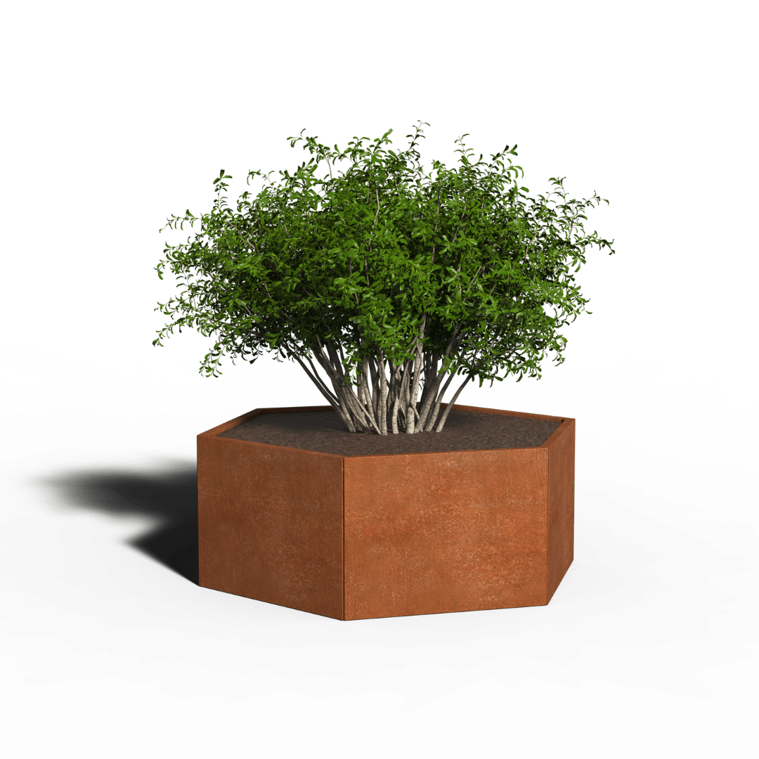 Fioriera esagonale in acciaio Corten | 139 x 80 | Senza fondo