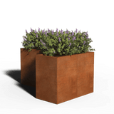 Jardinière en L en acier corten | 120 x 80 x 40 | Avec fond