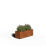Jardinière rectangulaire en acier corten | Soudé | 120 x 40 x 40 | Avec fond