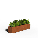 Jardinière rectangulaire en acier corten | Soudé | 200 x 40 x 40 | Avec fond