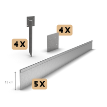 Zinco borda de jardim com dobra achatada 13 cm | Conjunto completo por 11,5 metros