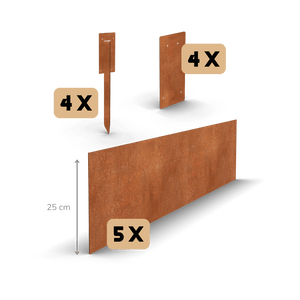 Bordo in Acciaio corten diritto FLEX 25 cm | Set completo per 11,5 metri