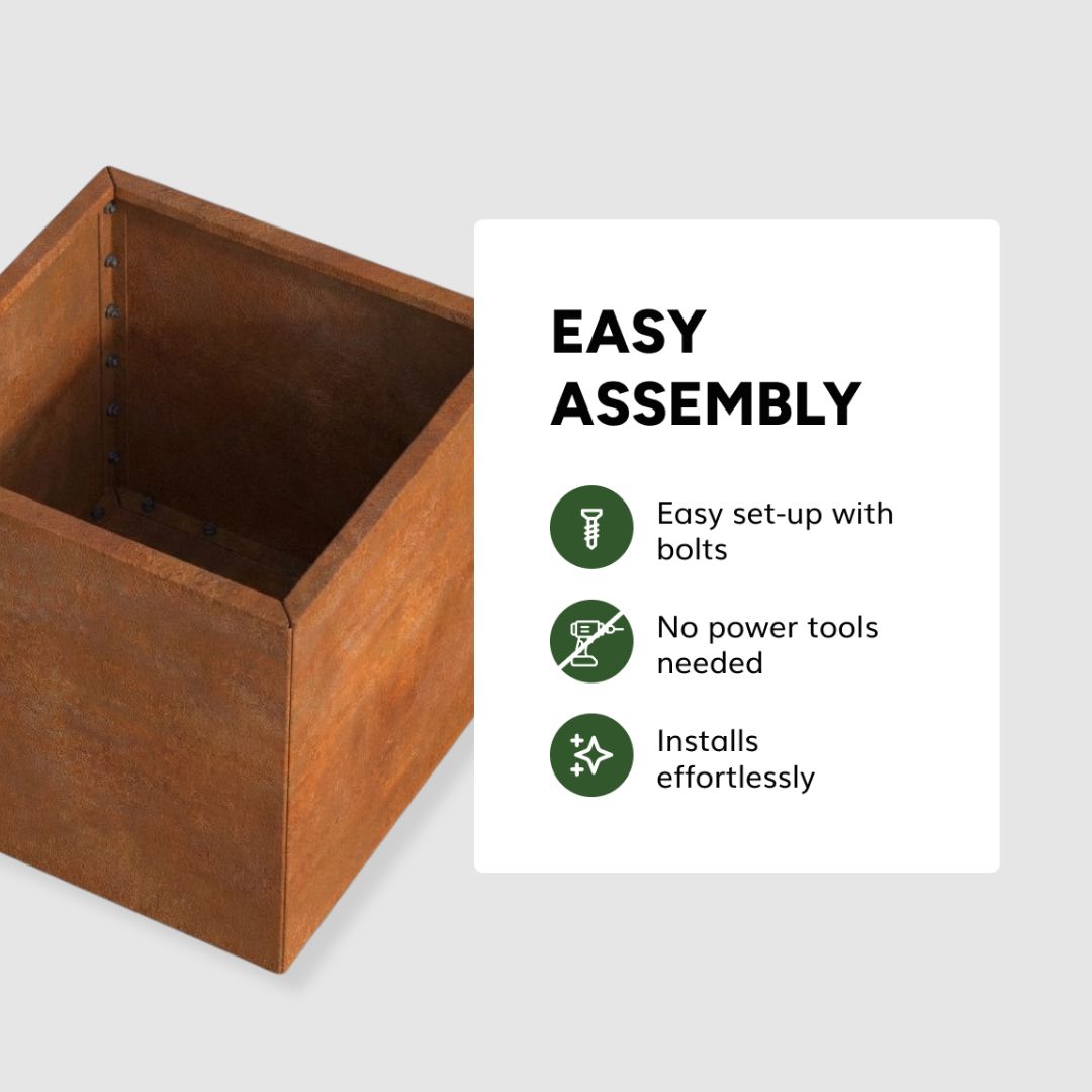 Cortenstaal Plantenbak Vierkant | 80 x 80 x 60 | Met bodem