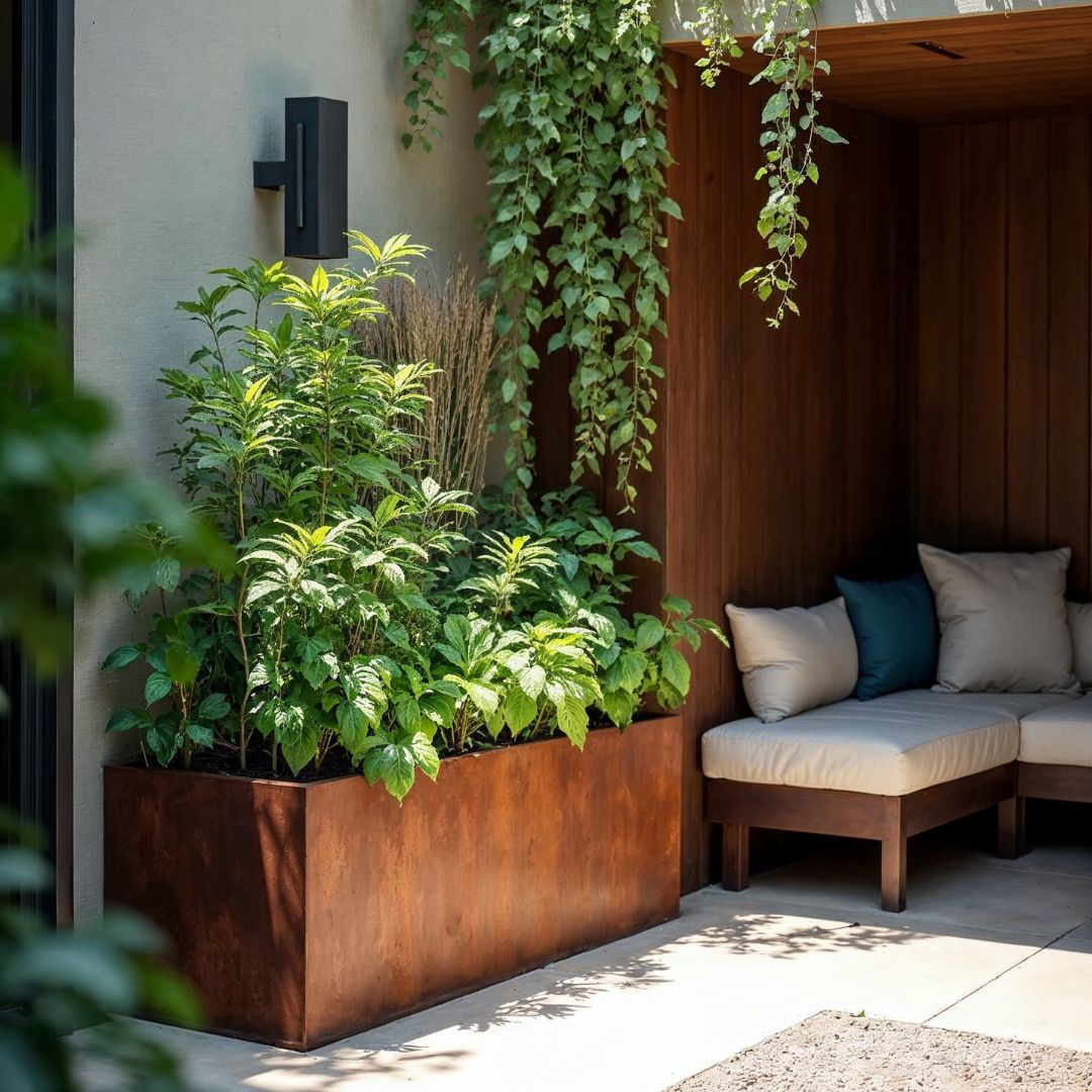 Cortenová ocel Květináč Obdélník | 150 x 50 x 80 | Se dnem