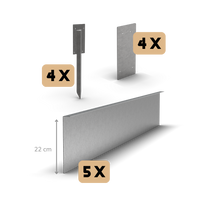 Zinco borda de jardim com dobra superior 22 cm | Conjunto completo por 11,5 metros